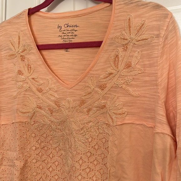 Chico’s Orange Beaded Shirt - Picture 3 of 5